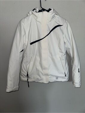 Spyder White Women's Hooded Ski Jacket with Black Accents